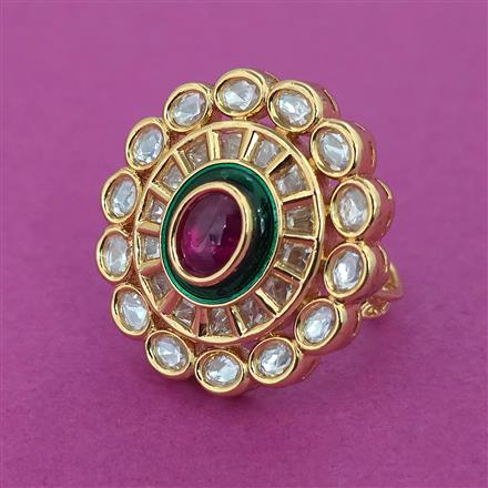 Kundan Adjustable Ring With Carat Plating
