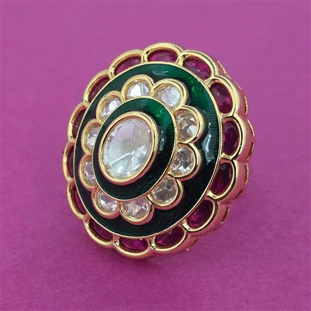 Kundan Adjustable Ring With Carat Plating