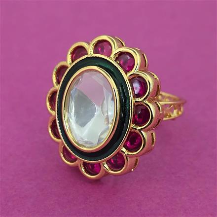 Kundan Adjustable Ring With Carat Plating