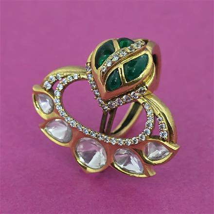 Kundan Adjustable Ring With Victorian Plating