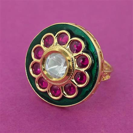 Kundan Adjustable Ring With Carat Plating