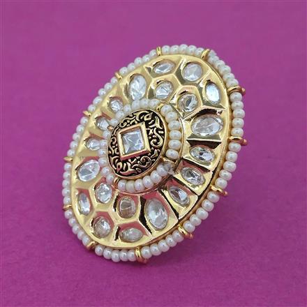 Kundan Adjustable Ring With Carat Plating