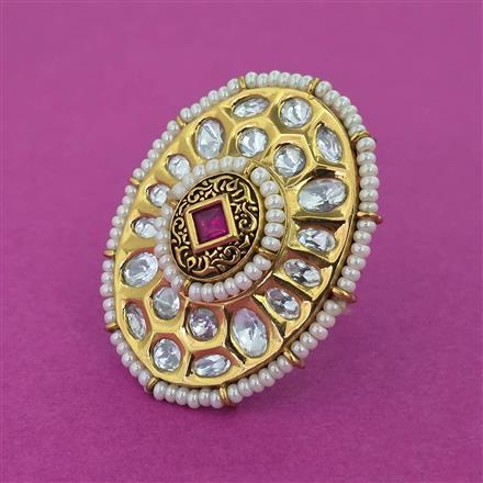 Kundan Adjustable Ring With Victorian Plating