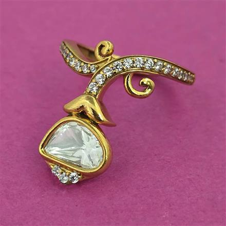 Kundan Adjustable Ring With Victorian Plating