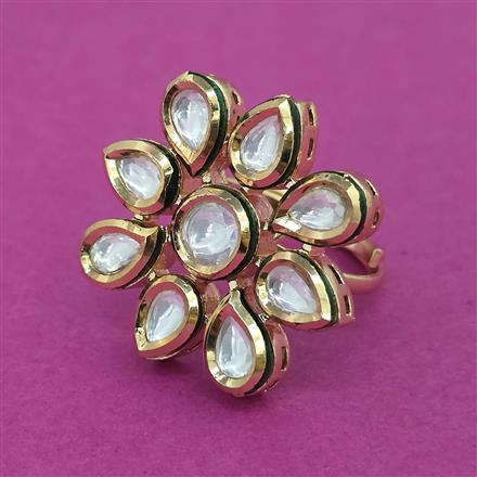 Kundan Adjustable Ring With Carat Plating
