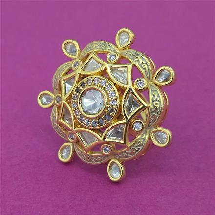 Kundan Adjustable Ring With Gold Plating