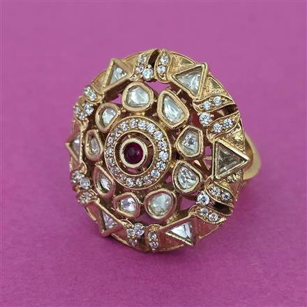Kundan Adjustable Ring With Gold Plating