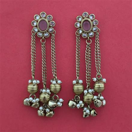 Antique Long Earring With Mehndi Plating