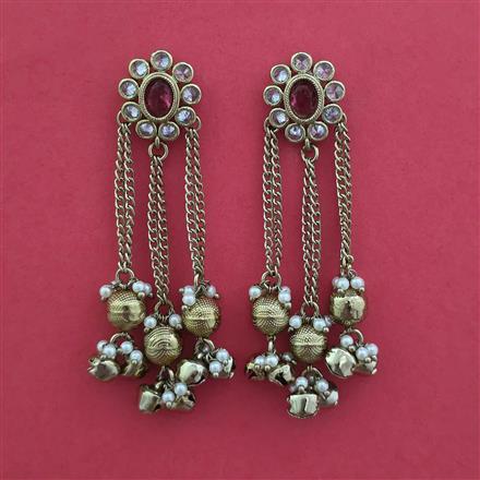 Antique Long Earring With Mehndi Plating