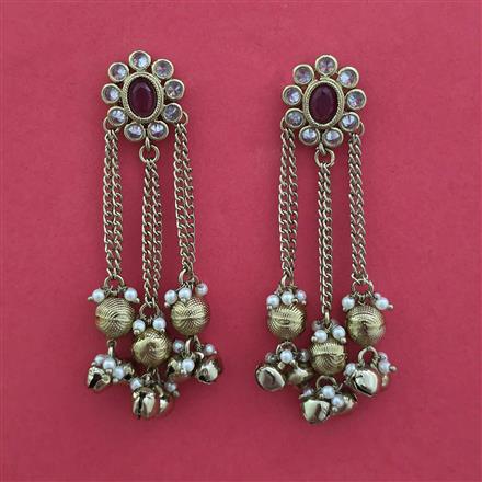 Antique Long Earring With Mehndi Plating