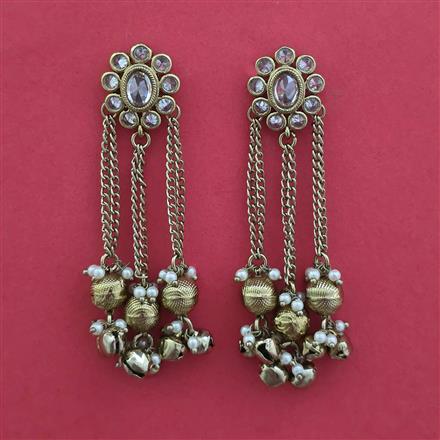 Antique Long Earring With Mehndi Plating