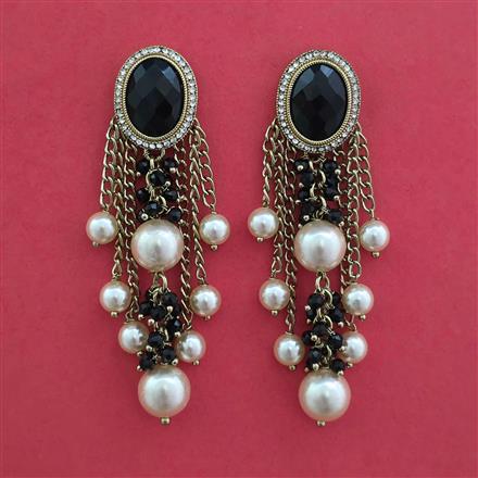 Antique Pearl Earring With Mehndi Plating