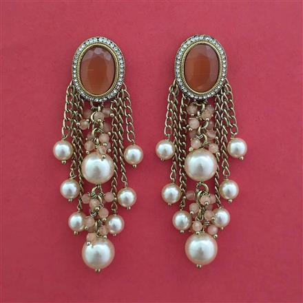 Antique Pearl Earring With Mehndi Plating