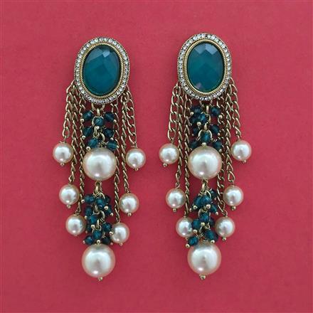 Antique Pearl Earring With Mehndi Plating