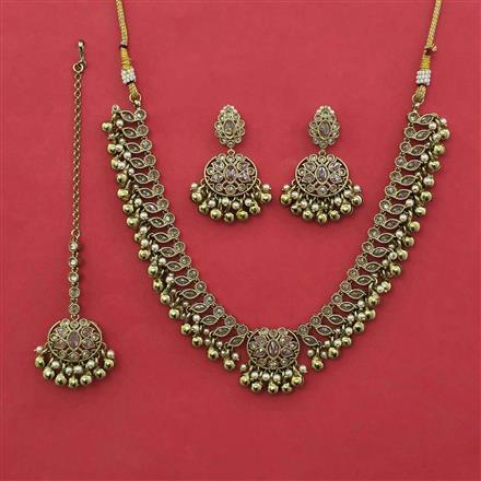 Antique Pearl Necklace with Mehndi Plating