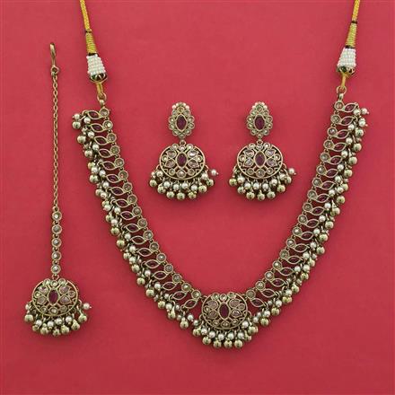 Antique Pearl Necklace with Mehndi Plating