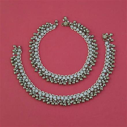 Antique Pearl Payal With Mehndi Plating
