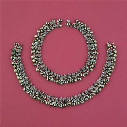 Antique Pearl Payal With Mehndi Plating