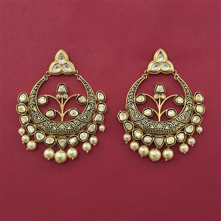 Kundan Chand Earring With Gold Plating