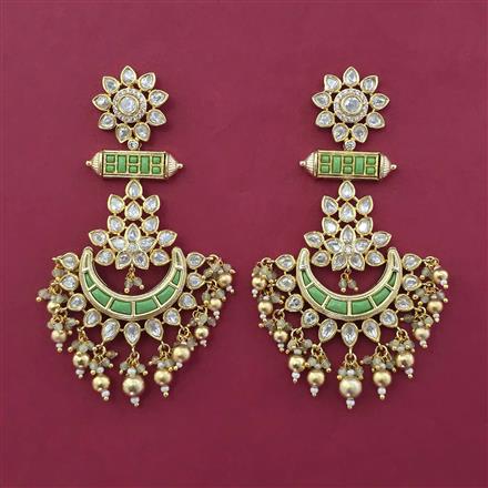 Kundan Chand Earring With Gold Plating