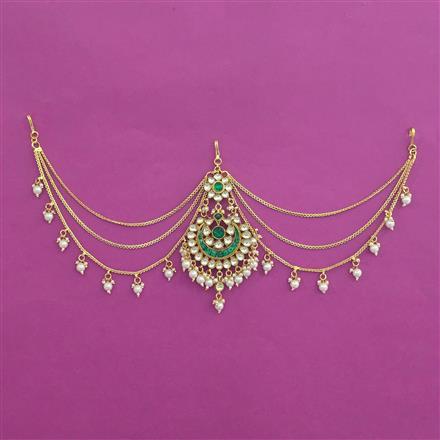 Kundan Multi Layer Hair Brooch With Gold Plating