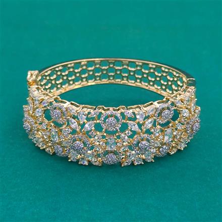 American Diamond Broad Kada With 2 Tone Plating