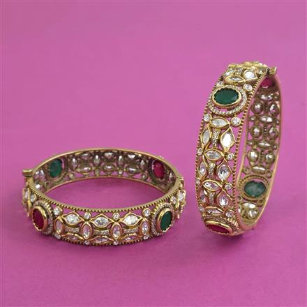 Kundan Openable Bangles With Victorian Plating