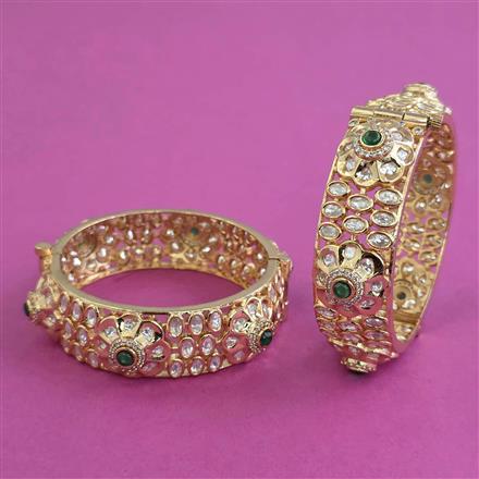 Kundan Openable Bangles With Carat Plating
