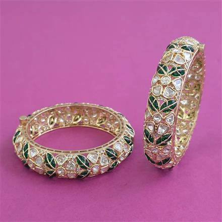 Kundan Openable Bangles With Carat Plating