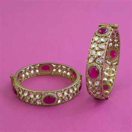 Kundan Openable Bangles With Mehndi Plating