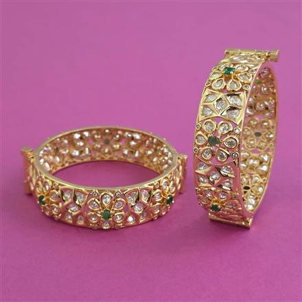 Kundan Openable Bangles With Carat Plating