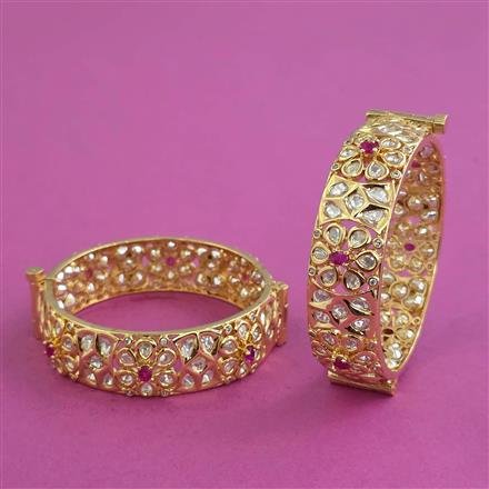 Kundan Openable Bangles With Carat Plating