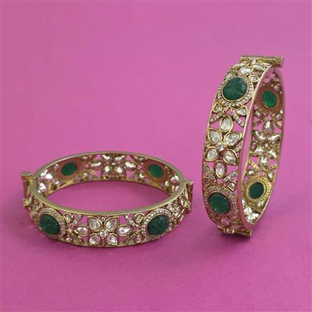 Kundan Openable Bangles With Mehndi Plating