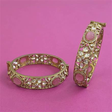 Kundan Openable Bangles With Mehndi Plating