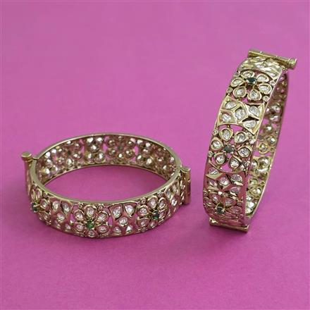 Kundan Openable Bangles With Mehndi Plating
