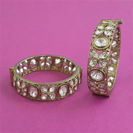 Kundan Openable Bangles With Mehndi Plating