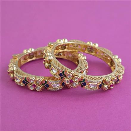 Kundan Openable Bangles With Carat Plating