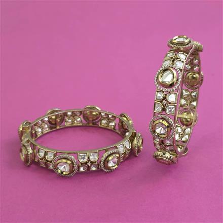 Kundan Openable Bangles With Mehndi Plating