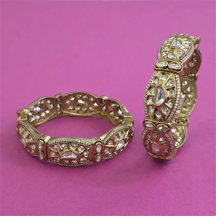 Kundan Openable Bangles With Mehndi Plating