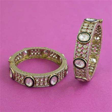 Kundan Openable Bangles With Mehndi Plating