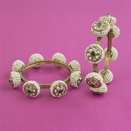 Kundan Openable Bangles With Mehndi Plating