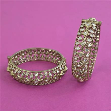 Kundan Openable Bangles With Mehndi Plating