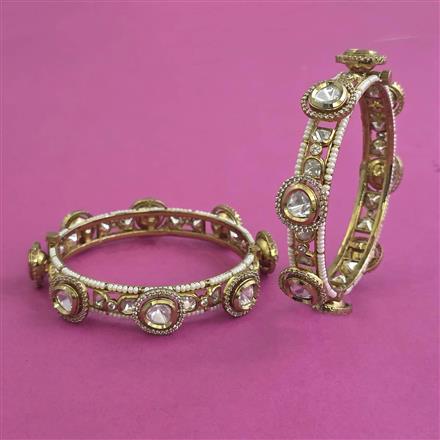 Kundan Openable Bangles With Mehndi Plating
