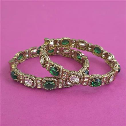 Kundan Openable Bangles With Mehndi Plating