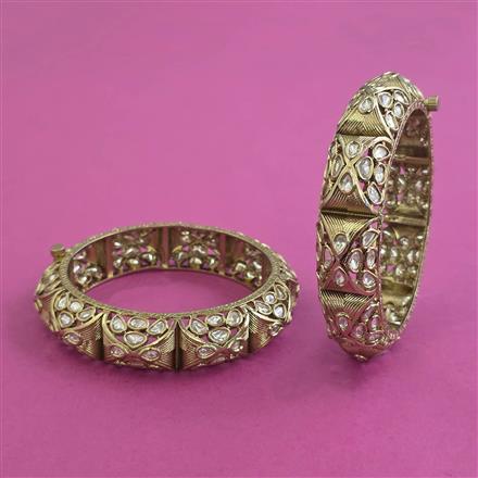 Kundan Openable Bangles With Mehndi Plating