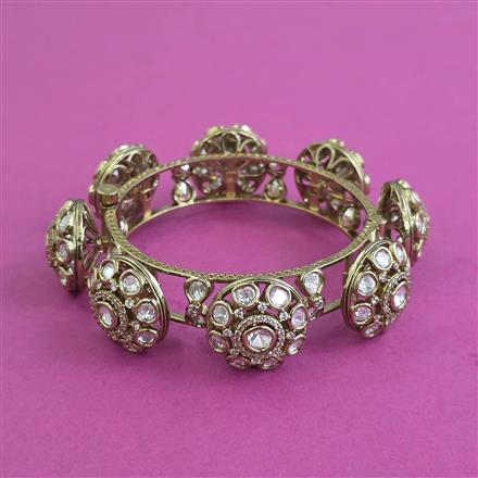 Kundan Openable Bangles With Mehndi Plating