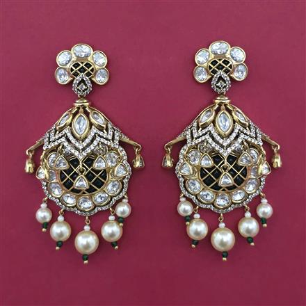 Kundan Pearl Earring With Victorian Plating