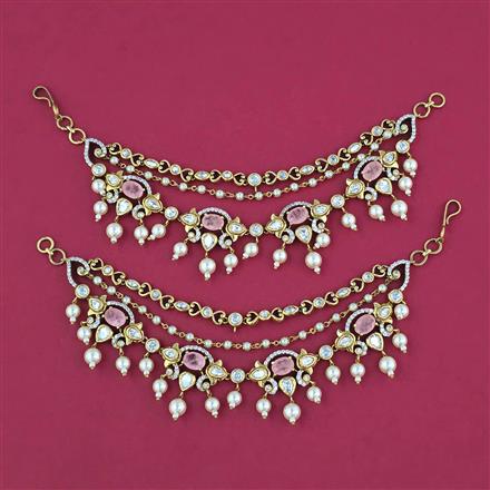 Kundan Pearl Ear Chain With Victorian Plating