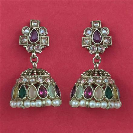 Antique Jhumki With Mehndi Plating