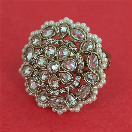 Antique Pearl Ring With Mehndi Plating